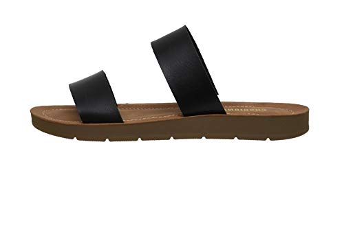 Cushionaire Women's Imelda 2 Band Slide Sandal +Memory Foam, Black 7 #TOP4