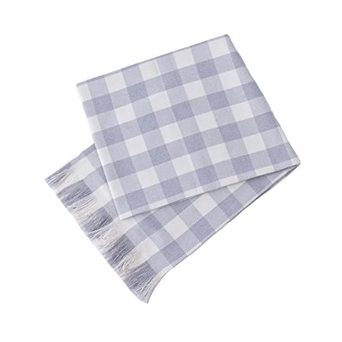 Buffalo Check Table Runner Cotton Linen Fabric Plaid Table Runner Classic Tassel Design For Farmhouse, Parties, Christmas, Kitchen, Birthday, Table Decorations, Grey And White, 12 X 108 Inch #TOP3