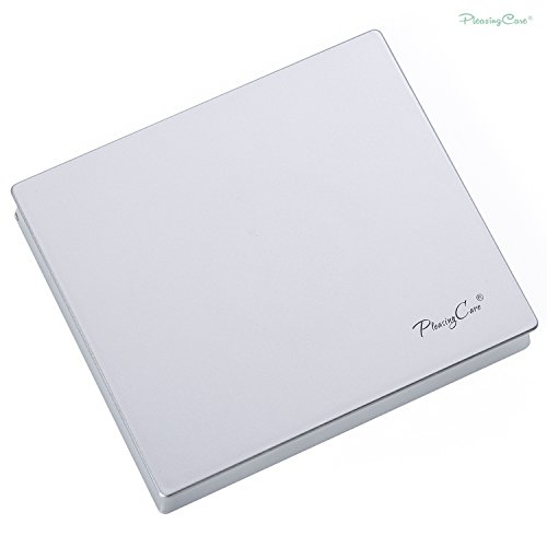 Image of Makeup Mirror with Facial Oil Blotting Paper Sheets - Green Tea 100 Counts, Silver Compact Folding Cosmetic Travel Mirror