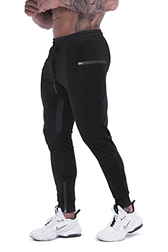 FIRSTGYM Mens Joggers Sweatpants Slim Fit Workout Training Thigh Mesh Gym Jogger Pants with Zipper Pockets2