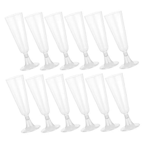 Garneck Elegant 24pcs Plastic Flutes Disposable Cocktail Glasses Sturdy Base for Wedding Banquets