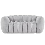 Fiximaster pour Adulte, en Fausse Fourrure de Lapin, Pouf Confortable 2 Places, Fauteuil Pouf pour Un Soutien Parfait, pour Le Salon et la Chambre(Grey)
