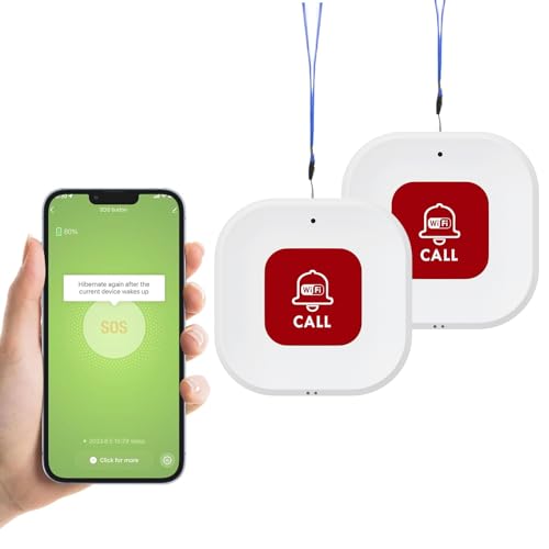 Chatthen WiFi Panic Button, Pagers Life Alert Systems for Seniors no Monthly Fee, Compatible with Tuya Smart/Smart Life APP, 2 Pack (Only Supports Wi-Fi 2.4GHz )