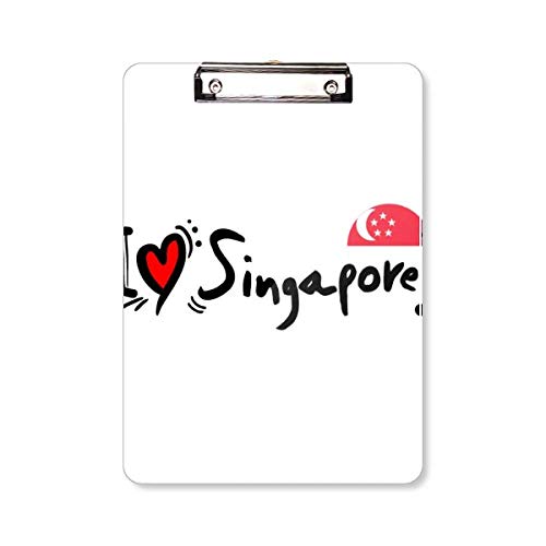 Porte-bloc I Love Singapour A4 avec motif drapeau pour bureau