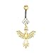 EIRWNFIRETSI New 2026 Golden Zircon Phoenix Pendant Navel Ring Dangling 14G 6-16Mm G23 Titanium Bar Belly Button Piercing Women Luxury Fashion Jewelry Accessories Creative Gift