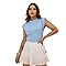 Camiseta Blusa Muscle Feminina Gola Alta Tee T-Shirt Minimalista Básica Social – Estilo, Conforto e Qualidade - YASDA (BR, Alfa, M, Regular, AZUL CANDY)