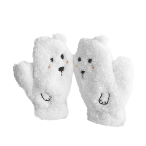Winter Warm Stretchy Mittens Adult Plush Cartoon Bear Full Finger Gloves Girls Gloves For Cold Weather Cycling