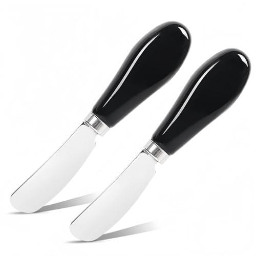 El Mejor Listado de Cuchilla de dos mangos disponible en línea. 48 Siutco Juego de cuchillos esparcidores de mantequilla, paquete de 2 cuchillos de acero inoxidable para queso y mantequilla con mango de cerámica, apto para lavaplatos, para queso...