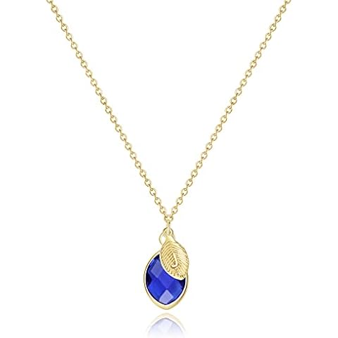 Me&Hz Dainty September Birthstone Necklace with Initial J, 14k Gold Filled Blue Sapphire Birthstone Pendant Necklace Gold Initial Letters Necklaces for Women Mom Christmas Valentines Day Gift Cover