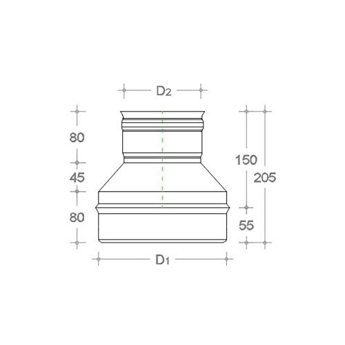 Réduction inox 6 décimes AISI 304 de M 250 à F variable