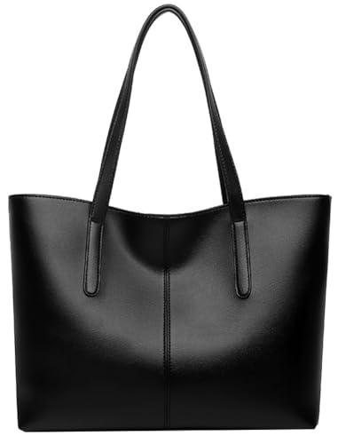 Zipper Tote Bag PU Leather Shoulder Purse for Women Large Casual Handbag Work Dating College