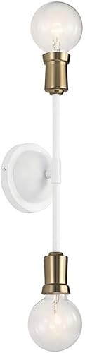 Kichler 43195WH Armstrong - Aplique de pared, 2 luces, 120 vatios en total, color blanco