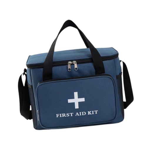 oshhni Bolsa de primeiros socorros, organizadora médica, portátil, multifuncional, com vários bolsos, bolsa utilitária para viagens rodoviárias, casa, Azul