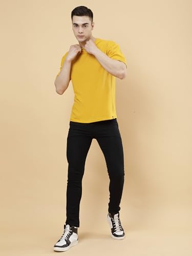 Image of POCKMAN Oversized Fit Mens Round Neck Cotton Blend Half Sleeve Plain T-Shirts.