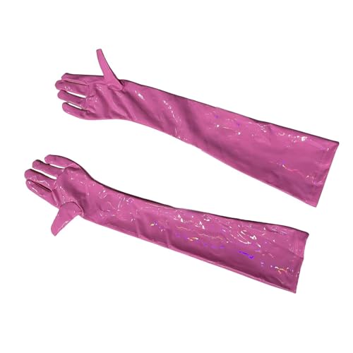 Guantes de piel sintética refinados con estética de alto brillo para galas de etiqueta