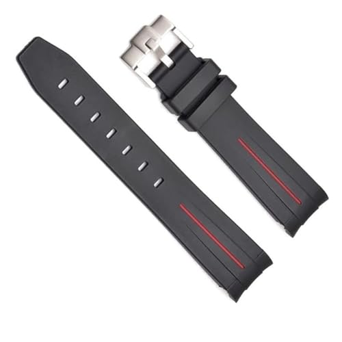 Bracelet de montre caoutchouc remplacement homme 20mm 21mm 22mm noir rouge
