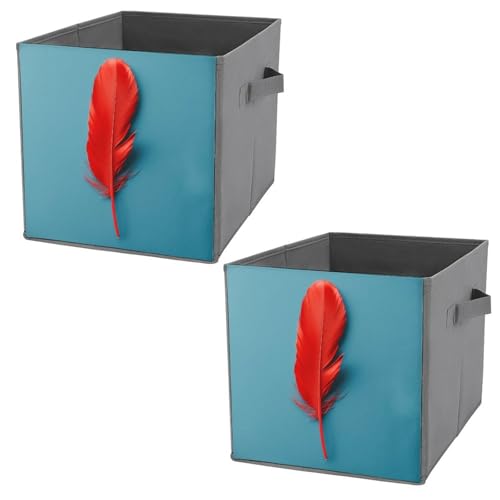 Bacs de rangement pliables plumes rouges pour un cocon ordonné - 2