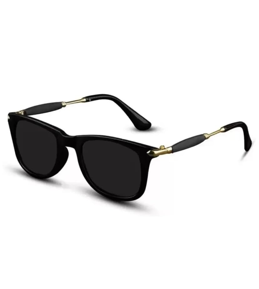 mh fashion Stylish Square Sunglasses for Men & Women, UV Protection Lenses, Black Frame with Golden Temples, for Outdoor, Party, Driving, Event and Golf.-picture-41