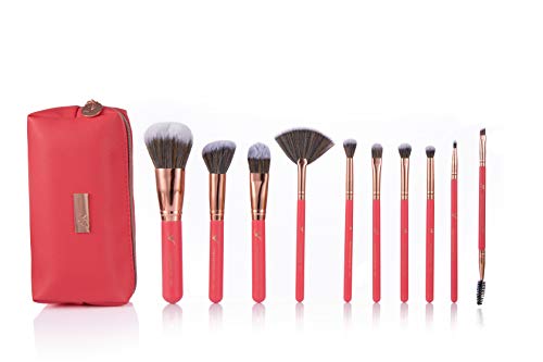 Kit pincel maquiagem profissional com 10 pincéis e estojo (necessaire) - Daroge