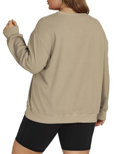 Image of ROSRISS Womens-Plus-Size-Sweatshirts Oversized Long Sleeve Shirts Trendy Crew Neck Pullover Sweaters Casual Tops XL-5XL