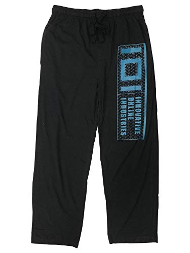 Ready Player One Mens Black & Blue Knit IOI Sleep Pants Pajama Bottoms