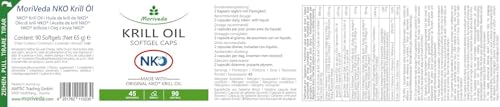NKO® Krillöl Softgel Kapseln (Testsieger) - hochwertiges Omega 3, 6, 9 - reich an EPA und DHA - Astaxanthin, Vitamin E, Choline und Phospholipide - Herz Immunsystem Gedächtnis - 90 Stück von MoriVeda