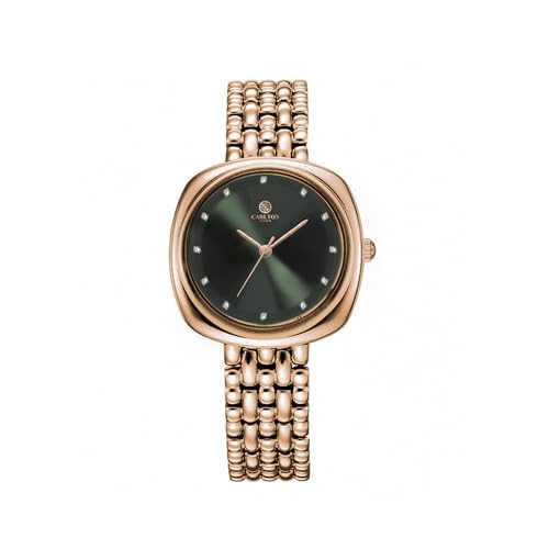 Image of Carlton London Women Celeste Analog Watch, Square Dial, Stainless Steel Strap, Quartz Movement, 30M Water Resistant, Casual Wear