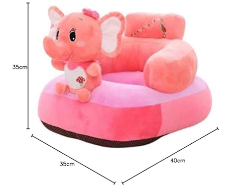 Image of AVSHUB Baby Sofa Seat Chair Soft and Rocking Chair Safe and Skin Friendly Elephant Shape Baby Supporting Seat Soft Plush Cushion and Chair for Kids /Baby - Pink