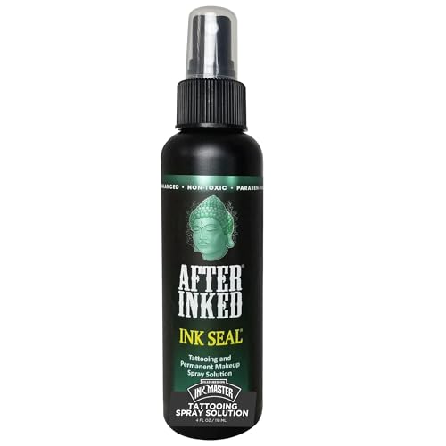 After Inked Ink Seal Spray – Tattoo Aftercare Solution, Moisturizing Mist for Inked Skin, Cleaning Mist for Daily Maintenance, Gentle Solution, Non-Irritating & Hydrating Formula, 4oz Spray Bottle