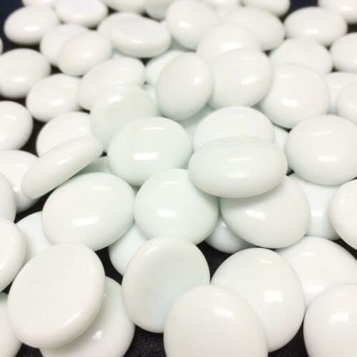 EliteKoopers 25Pcs White Glass Pebbles Beads Button Vase Wedding Mosaic Decorative Garden