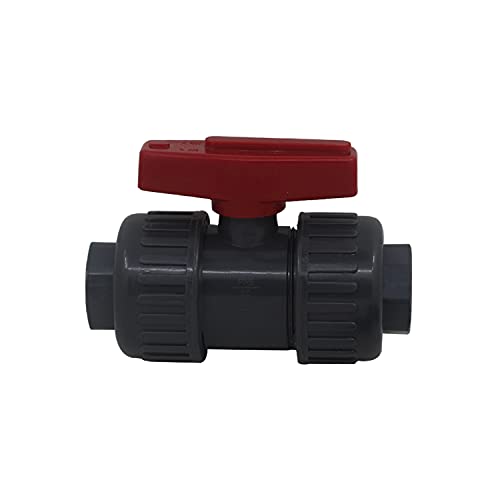 Double Union PVC Ball Valve PVC Inline Plastic Shut Off Valve for Water Pipe Swimming Pool Garden, 1-1/2 Pouce - Image 3