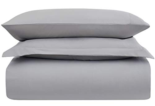 Image of Mellanni Duvet Cover Set - 3 PC Iconic Collection Bedding Set | Hotel Luxury, Extra Soft & Cooling - Microfiber - Button Closure and Corner Ties (Twin, Light Gray)