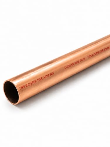 Image of 1 /2 Inch Type M Copper Pipe, Rigid Plumbing Tube for Water, HVAC and Refrigeration, ASTM B88 Certified, Sweat-Solder Compatible (0.5, 1 /2 inch (0.625 inch OD / 0.569 inch ID), Inches, 6, Inches)