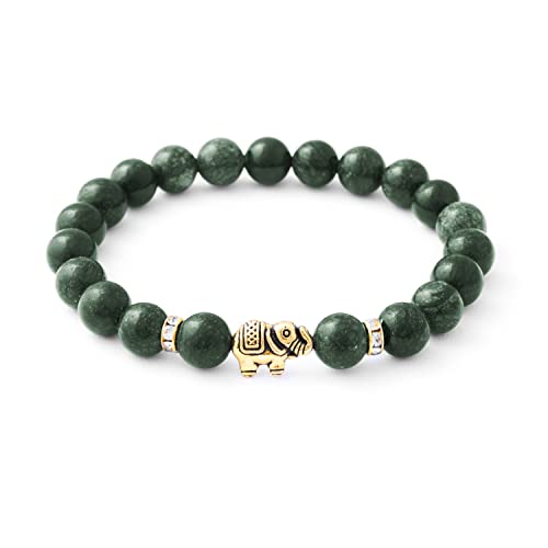 BERGERLIN Pulsera de jade elefante con cuentas de piedra natural y reflejos de cristal Feel Goods