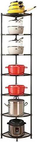 7-Tier Kitchen Pot Rack, Cookware Stand Storage Organizer ，Multi-Layer Corner Shelf Stand Stainless Steel Shelves for Kitchen