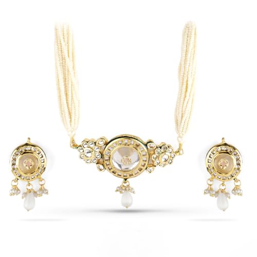 Image of Rubans Choker Necklace Set Kundan Traditional Stylish Jewellery Gift for Women & Girls