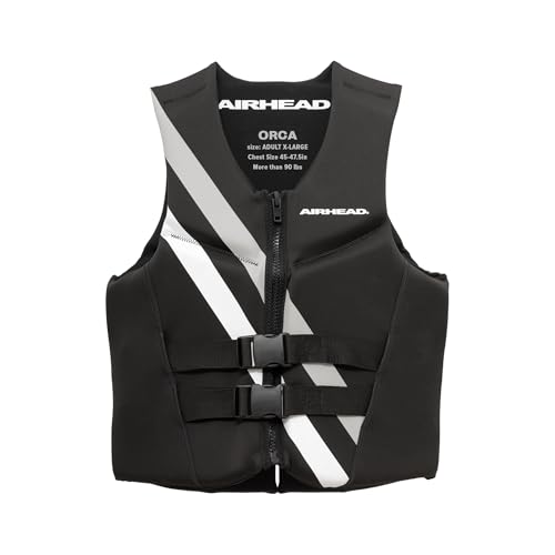 Airhead ORCA Kwik-Dry NeoLite Flex Life Jacket for Adults & Kids - USCG Approved Life Vest for Men Women Youth & Child Watersports Vest for Boating Tubing & PWC X-Large Black