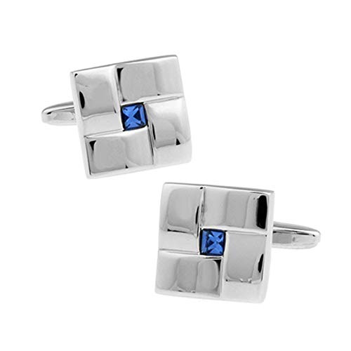 Mancuernillas cuadradas plateadas clásicas para hombre