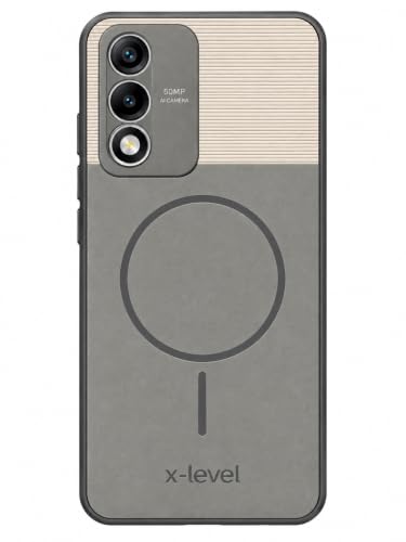 Image of Bintage Mac Safe Design Hard Slim Back Case | Soft Border Camera Protect | Dual PU Leather Finish Back Cover Compatible for Oppo K12x 5G - White & Grey