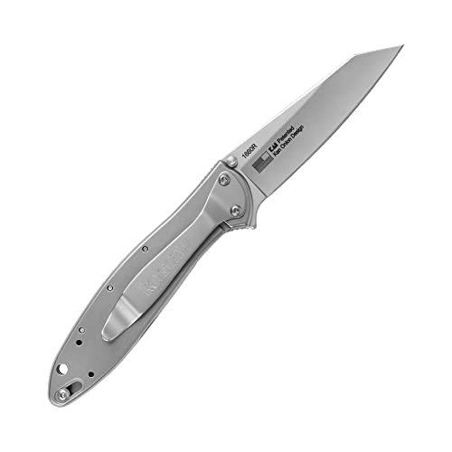 Image of Kershaw Leek, BlackWash Pocket Knife (1660BLKW); 3 Sandvik 14C28N Steel Blade, 410 Stainless Steel Handle, BlackWash Finish, SpeedSafe Assisted Open, Frame and Tip Locks, Reversible Pocketclip; 3 OZ