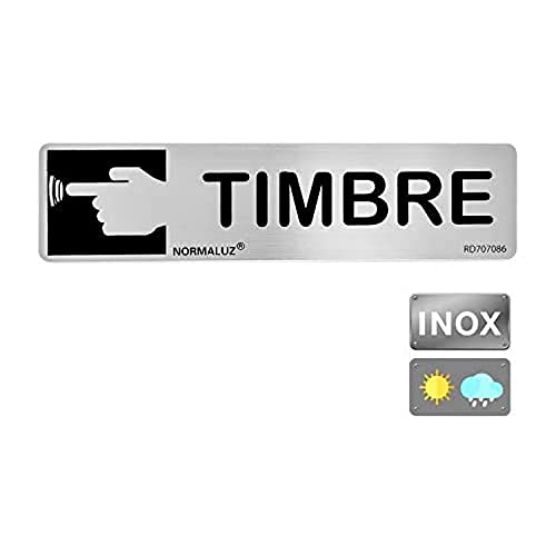 Normaluz Rd707086 - Señal Adhesiva Rectangular Timbre Acero Inoxidable Adhesivo 0.8 Mm 5 X 20 Cm, Gris