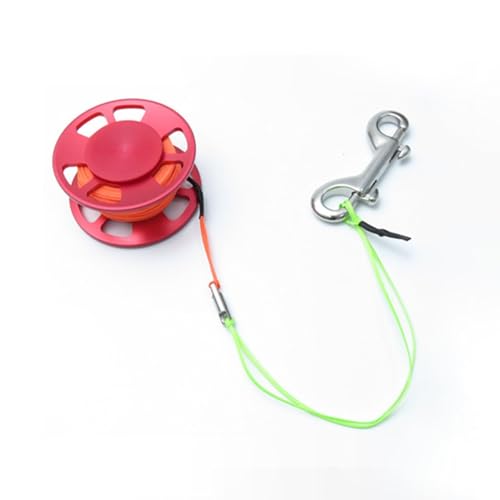 Yiju Scuba Diving Reel, Scuba Spool Finger Reel, Diving Finger Reel with Double Ended Bolt Snap Clip, Red