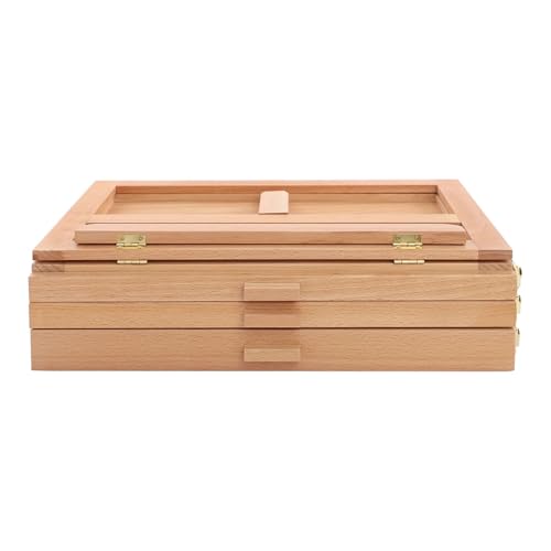 Caballete de madera con cajones for pinturas, caballete tres niveles for escritorio, 3 Maletín de pintura
