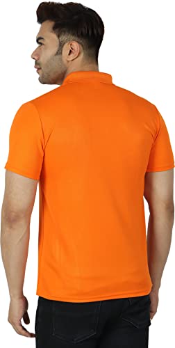 Image of Regular Fit Solid Men Polo Neck Collar T-Shirt Pack of 1 Orange