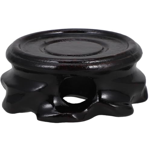 GRIRIW Soporte de Exhibición de Madera Maciza Negro para Jarrón Oriental Base de Loto de 4 CM Interior Pedestal para Lámpara Tetera y Planta Soporte Decorativo para Hogar y Muebles
