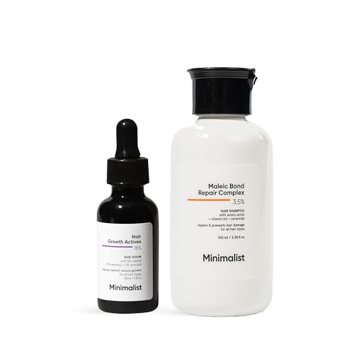 Image of Minimalist Hair Growth & Bond Repair Combo | Hair Growth Actives 18% Serum + Bond Repair Shampoo | Reduces Hair Fall, Strengthens Weak Hair & Repairs Damage | For Men & Women