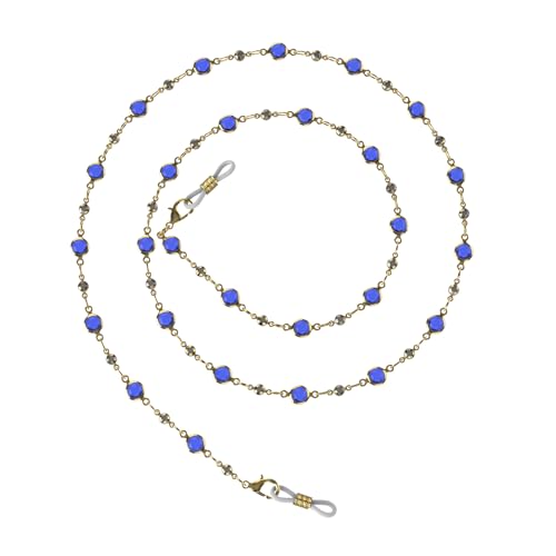 Image of Colorful Beaded Eyeglass Chains for Women - Sunglasses, Spectacle, and Reading Glasses Neck Cord Strap Holder (Beads Chain -Dark Blue)
