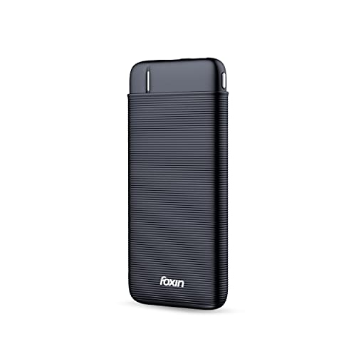 Image of Foxin FPB 147 Poly 10000mAh Power Bank | 12W Fast Charging | Dual USB Output (2.4A) | Type-C & Micro USB Input | LED Indicators | Made in India | Compatible with Smartphones, TWS, Smartwatch & More