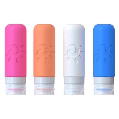 Image of Zafit Travel Bottles for Toiletries, TSA Approved Travel Containers 3oz Leak Proof Travel Tubs Refillable Liquid Travel Accessories for Shampoo Conditioner Lotion Body Wash(Multicolored D)