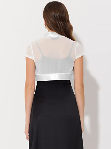 Image of Allegra K Women's Satin Shrug Bolero Cap Sleeve Crop Cardigan